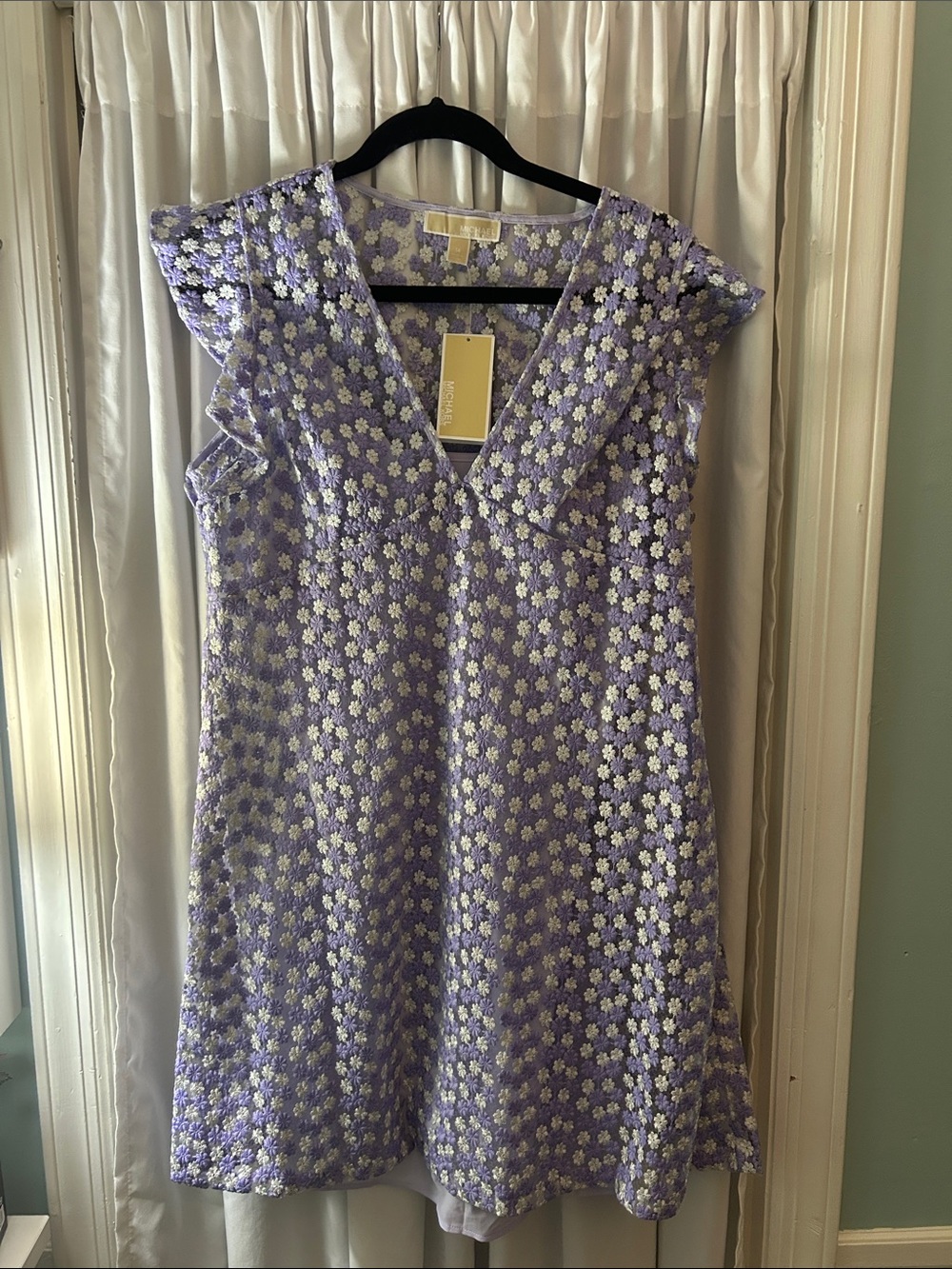 Michael Kors Lavender and White Floral Eyelet Dress
